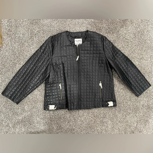 NWOT Pamela McCoy black quilted leather jacket. Size 2x. - Picture 7 of 16